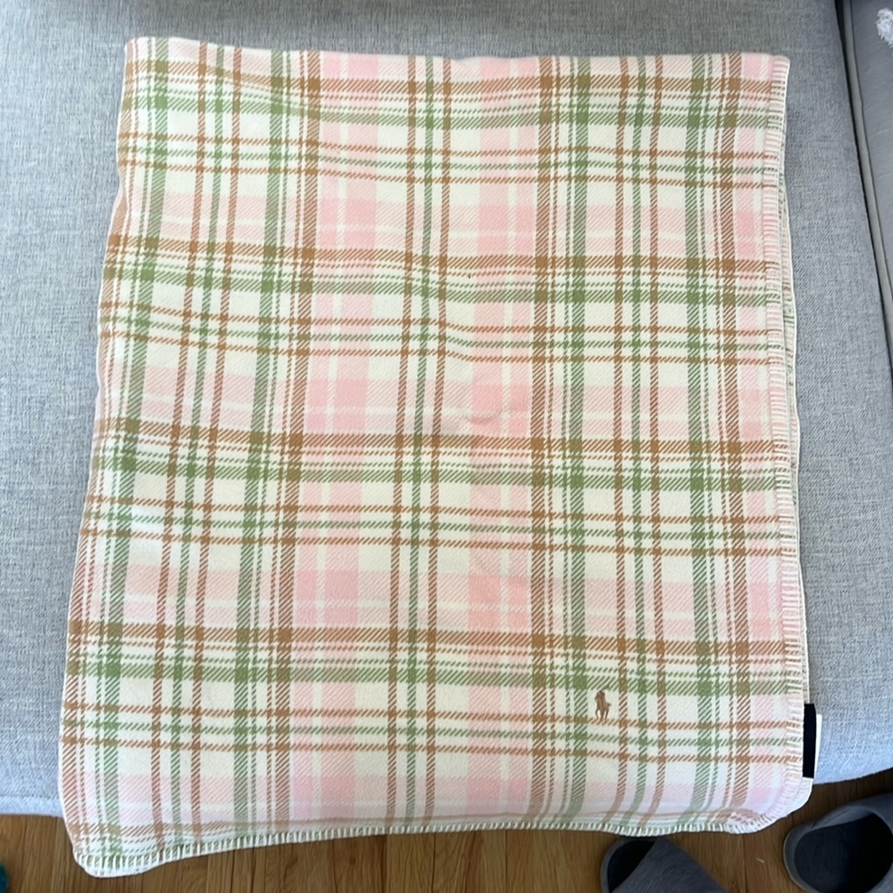 Ralph Lauren Pink Gingham Cotton Blanket - Baby Gift Baby Girl